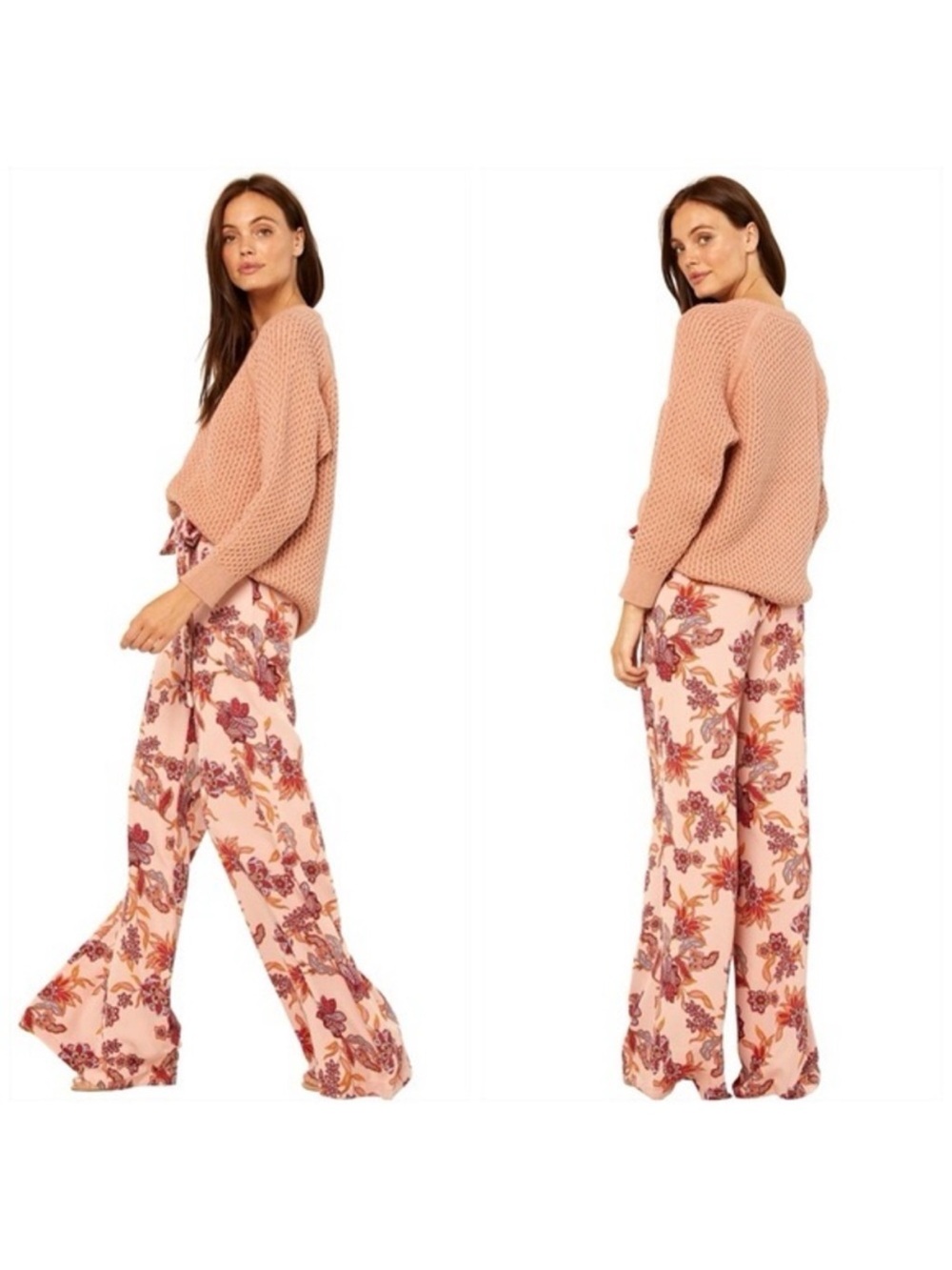 Misa Los Angeles Pink Floral Wide-Leg Pants